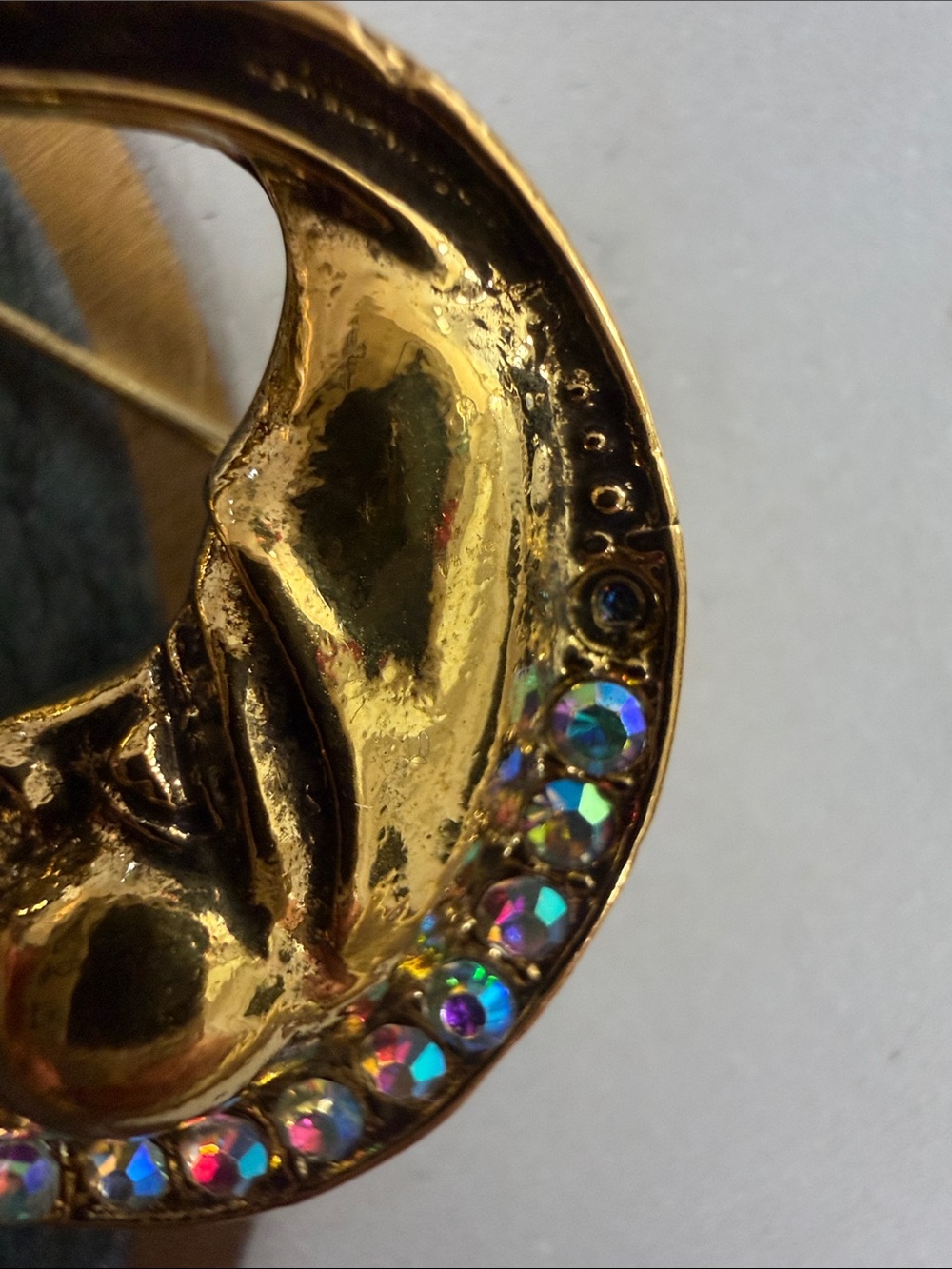 Vintage Celestial Moon and Sun  Rhinestone Brooch - Picture 3 of 6